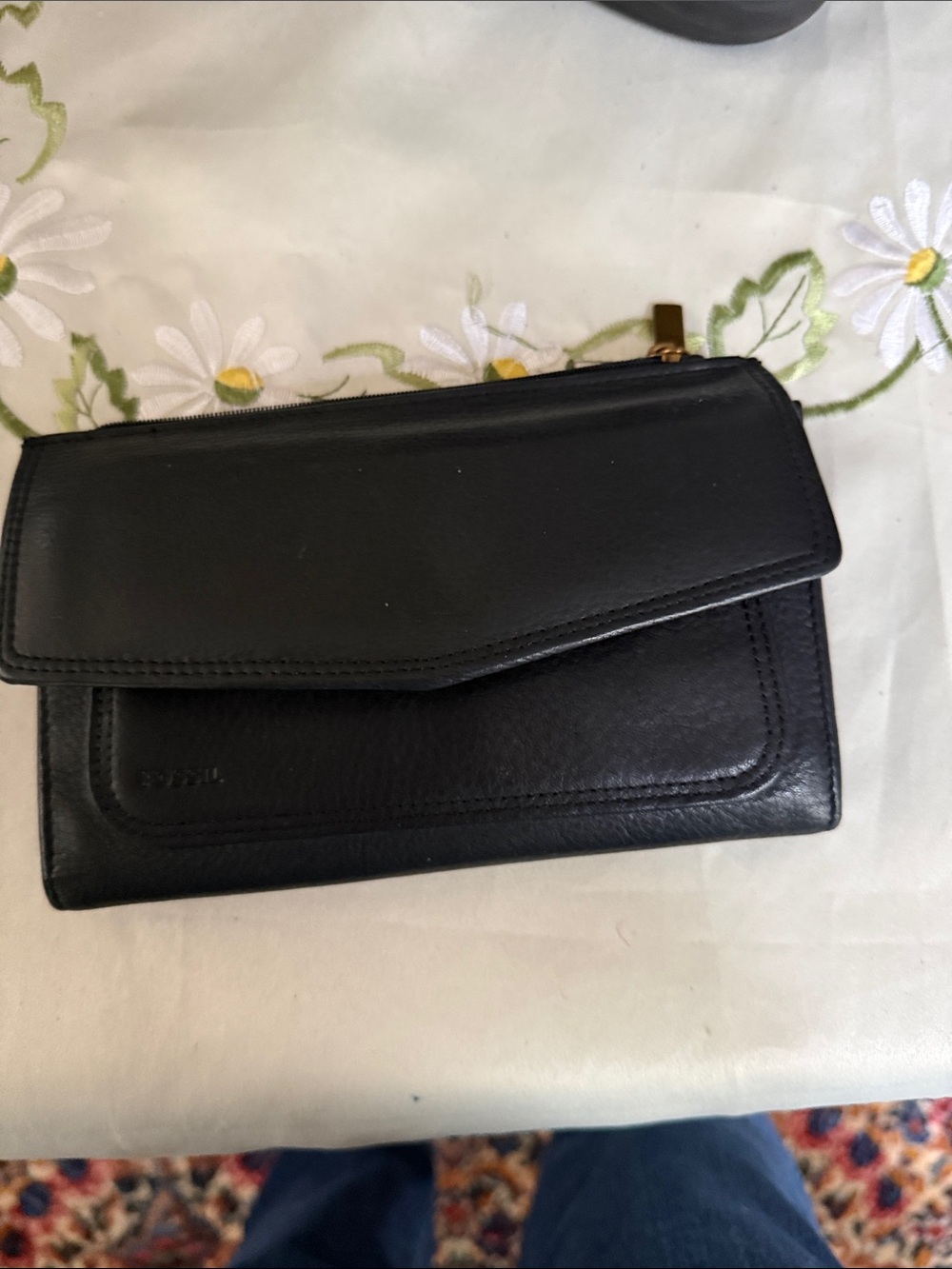 Fossil black leather wallet